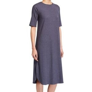 NWT Eileen Fisher Tencel Lyocell Midi Dress M Gray Ribbed Knit Casual Minimal